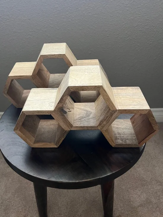 Honeycomb Hexagon Wood Wine Rack Set of 2 - Picture 2 of 8